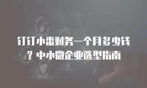 钉钉小番财务一个月多少钱？中小微企业选型指南
