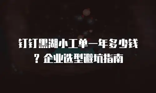 钉钉黑湖小工单一年多少钱？企业选型避坑指南
