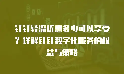 钉钉轻流优惠多少可以享受？详解钉钉数字化服务的权益与策略
