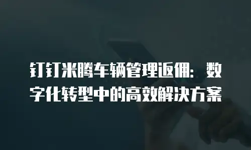 钉钉米腾车辆管理返佣：数字化转型中的高效解决方案
