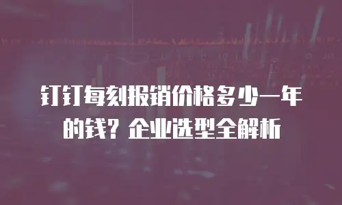 钉钉每刻报销价格多少一年的钱？企业选型全解析