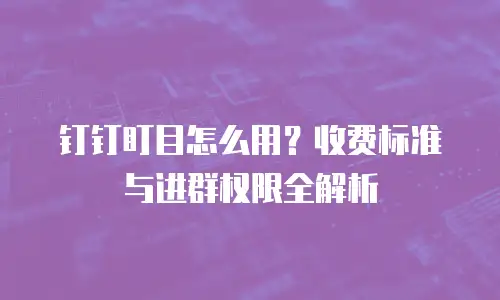 钉钉盯目怎么用？收费标准与进群权限全解析