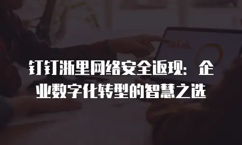 钉钉浙里网络安全返现：企业数字化转型的智慧之选