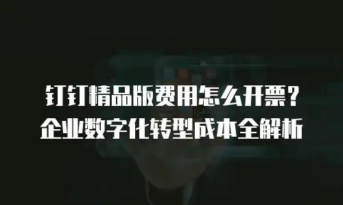 钉钉精品版费用怎么开票？企业数字化转型成本全解析