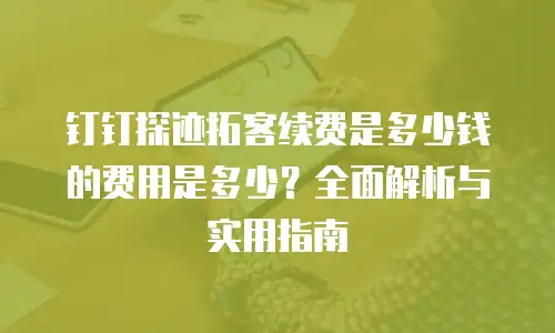 钉钉探迹拓客续费是多少钱的费用是多少？全面解析与实用指南