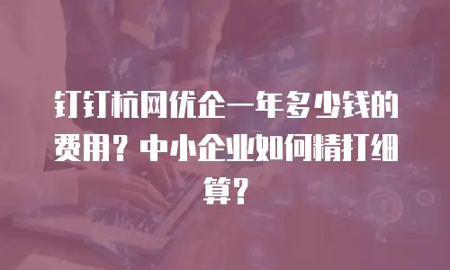 钉钉杭网优企一年多少钱的费用？中小企业如何精打细算？