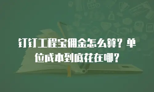 钉钉工程宝佣金怎么算？单位成本到底花在哪？