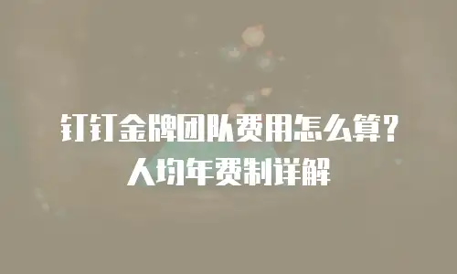 钉钉金牌团队费用怎么算？人均年费制详解