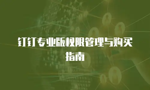 钉钉专业版权限管理与购买指南