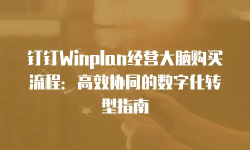 钉钉Winplan经营大脑购买流程：高效协同的数字化转型指南