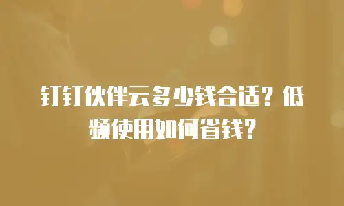 钉钉伙伴云多少钱合适？低频使用如何省钱？