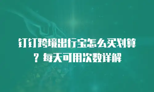 钉钉跨境出行宝怎么买划算？每天可用次数详解
