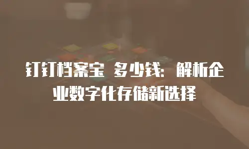 钉钉档案宝 多少钱：解析企业数字化存储新选择