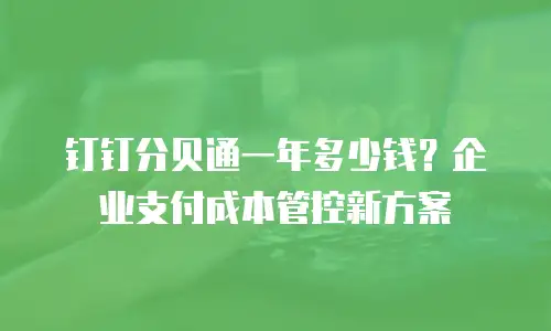 钉钉分贝通一年多少钱？企业支付成本管控新方案