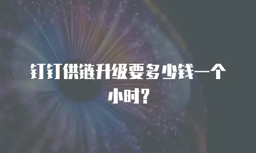 钉钉供链升级要多少钱一个小时？