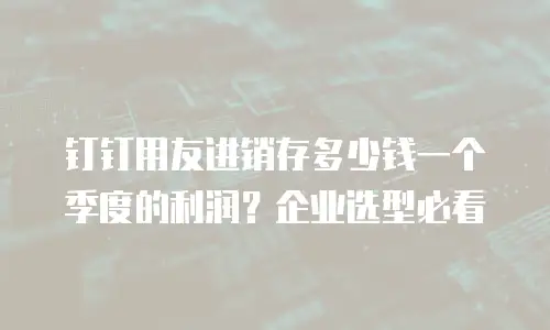 钉钉用友进销存多少钱一个季度的利润？企业选型必看