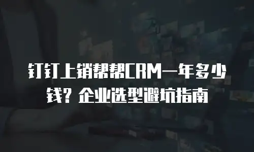 钉钉上销帮帮CRM一年多少钱？企业选型避坑指南