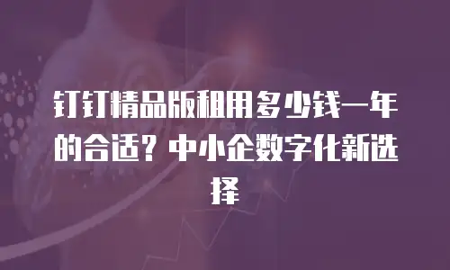 钉钉精品版租用多少钱一年的合适？中小企数字化新选择