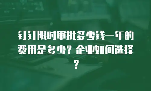 钉钉限时审批多少钱一年的费用是多少？企业如何选择？