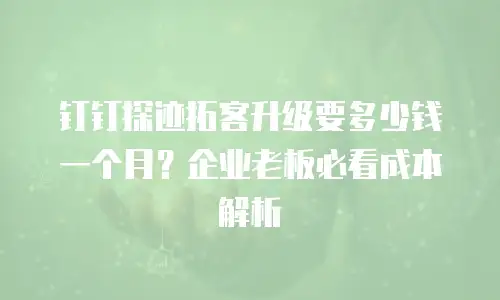 钉钉探迹拓客升级要多少钱一个月？企业老板必看成本解析