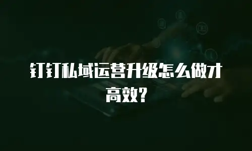 钉钉私域运营升级怎么做才高效？