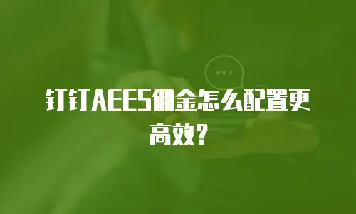 钉钉AEES佣金怎么配置更高效？