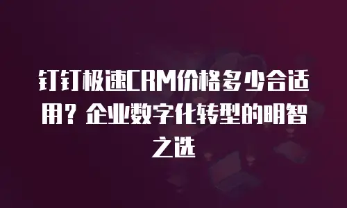 钉钉极速CRM价格多少合适用？企业数字化转型的明智之选