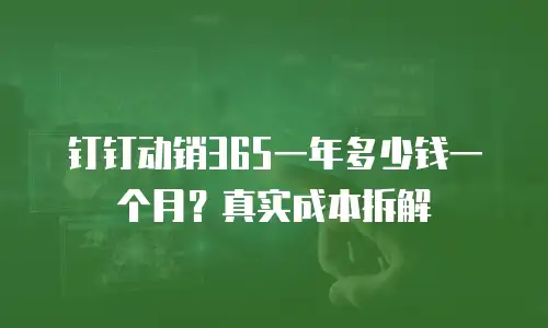 钉钉动销365一年多少钱一个月？真实成本拆解
