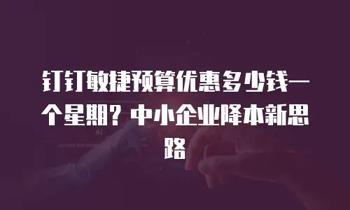 钉钉敏捷预算优惠多少钱一个星期？中小企业降本新思路