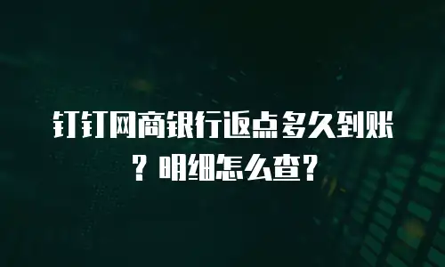 钉钉网商银行返点多久到账？明细怎么查？