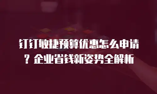 钉钉敏捷预算优惠怎么申请？企业省钱新姿势全解析