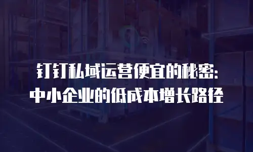 钉钉私域运营便宜的秘密：中小企业的低成本增长路径