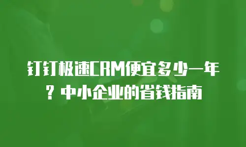钉钉极速CRM便宜多少一年？中小企业的省钱指南