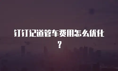 钉钉记道管车费用怎么优化？