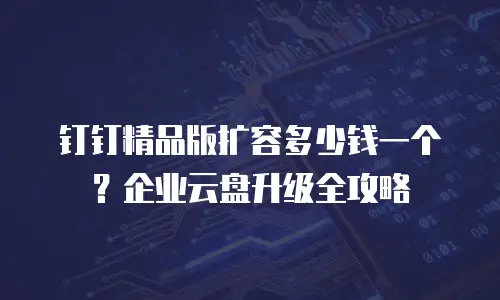 钉钉精品版扩容多少钱一个？企业云盘升级全攻略