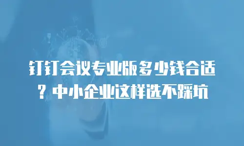 钉钉会议专业版多少钱合适？中小企业这样选不踩坑