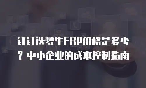 钉钉迭梦生ERP价格是多少？中小企业的成本控制指南