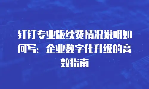 钉钉专业版续费情况说明如何写：企业数字化升级的高效指南