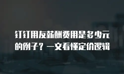 钉钉用友薪酬费用是多少元的例子？一文看懂定价逻辑