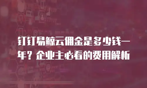 钉钉易鲸云佣金是多少钱一年？企业主必看的费用解析