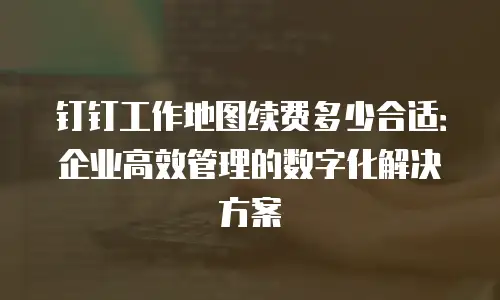 钉钉工作地图续费多少合适：企业高效管理的数字化解决方案