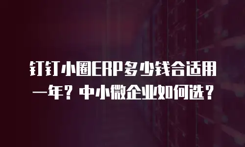 钉钉小圈ERP多少钱合适用一年？中小微企业如何选？