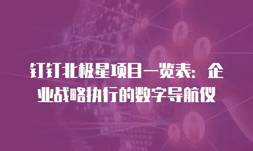 钉钉北极星项目一览表：企业战略执行的数字导航仪