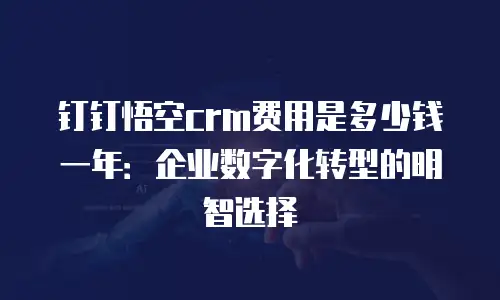 钉钉悟空crm费用是多少钱一年：企业数字化转型的明智选择