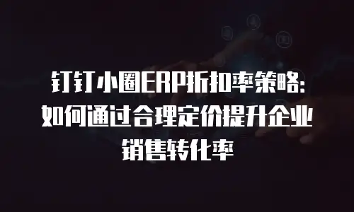 钉钉小圈ERP折扣率策略：如何通过合理定价提升企业销售转化率