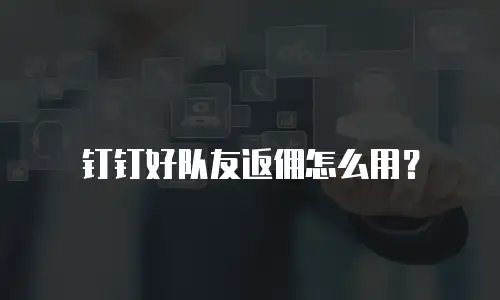 钉钉好队友返佣怎么用？