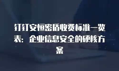 钉钉安恒密盾收费标准一览表：企业信息安全的硬核方案