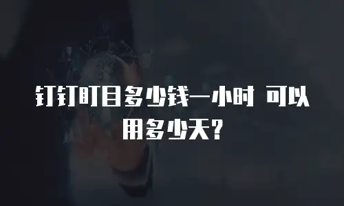 钉钉盯目多少钱一小时 可以用多少天？