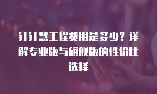 钉钉慧工程费用是多少？详解专业版与旗舰版的性价比选择