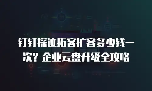 钉钉探迹拓客扩容多少钱一次？企业云盘升级全攻略